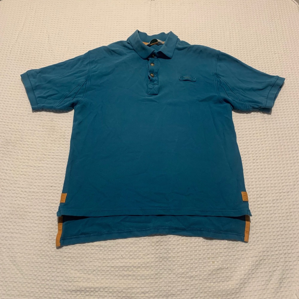 Orvis Mens Pique Cotton Polo Shirt Teal Blue Short Sleeve Size M RN70534